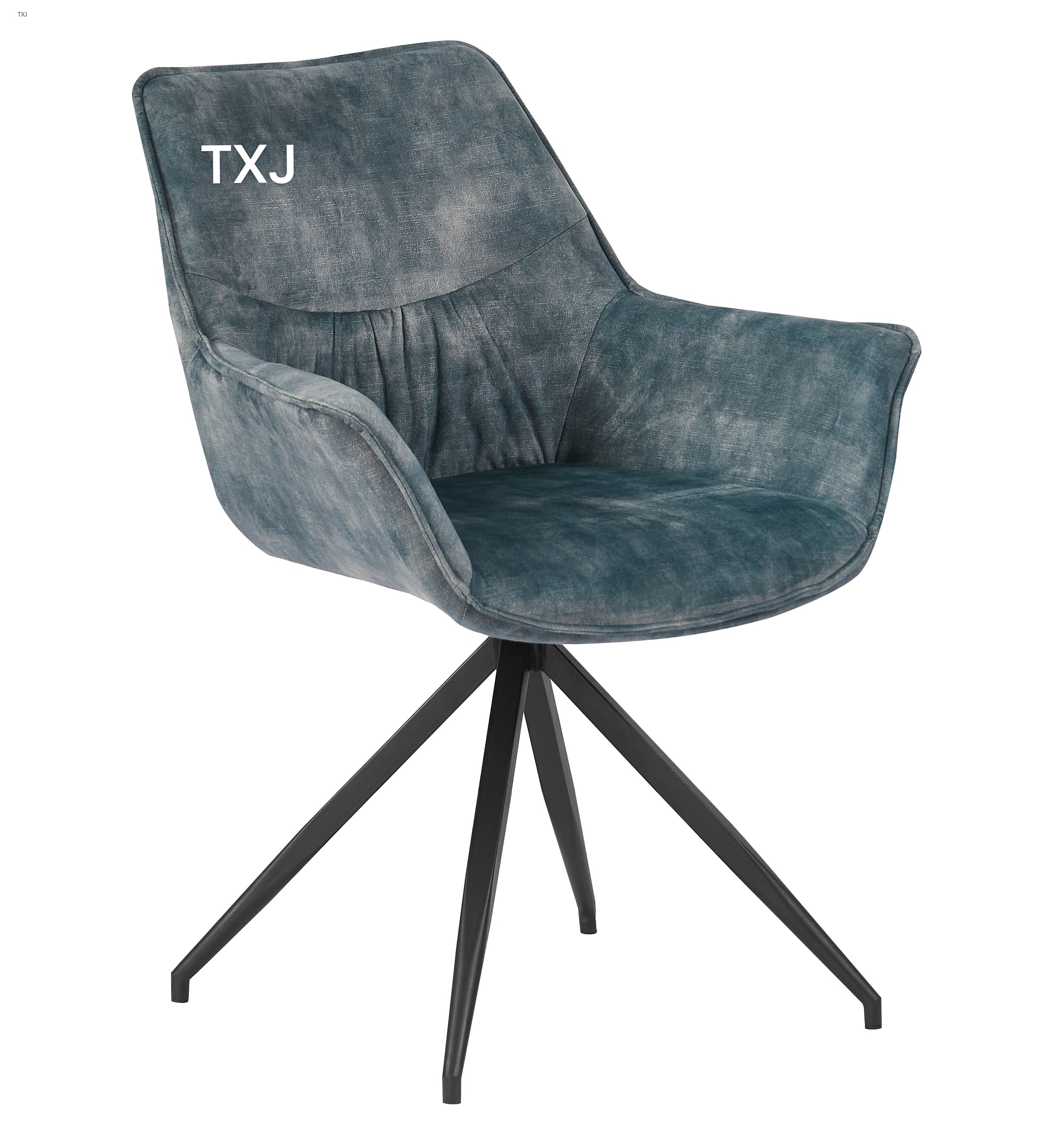 TC-2177 Arm Chair made of velvet with mental tubes in black powder coating